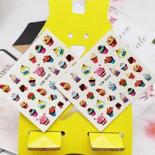 2pc Stickers for Nails Fruit Cake Party Design Nail Art Decorations Manicure Decor Watercolor Nail Decal Stickers Accessoires