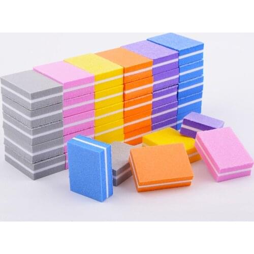 20pcs/lot Double-sided Mini Nail File Blocks Colorful Sponge Nail Polish Sanding Buffer Strips Nail Polishing Manicure Tools