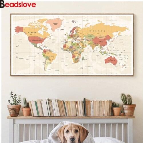 3d picture of rhinestones mosaic retro world map wall painting living room home decoration full set embroidery diamond round