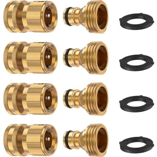 4pcs 3/4 inch Thread Brass Quick Connector Garden Watering Faucet Nozzle Adapter Drip Irrigation Hose Water Joints Fittings