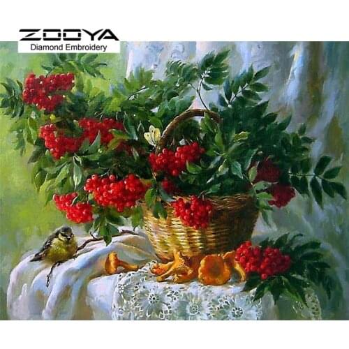 5D DIY Diamond Painting Flower Diamond Painting Cross Stitch Flower Basket &Bird Diamond Embroidery Home Decoration CJ279