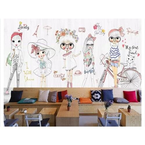 Beibehang Modern fashion personality beauty hand-painted children girl fashion show clothing store papel de parede 3d wallpaper