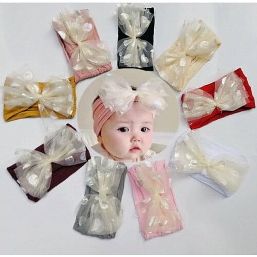 Shining Net Yarn Bowknot Baby Girls Elastic Hairband Soft Comfortable Infant Headband Kids Hair Accessories Cute Bows Headwear