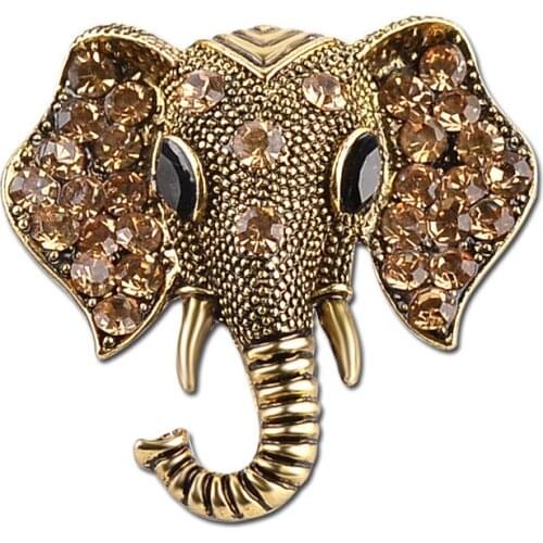 36PC Elephant Brooches Vintage Gold-Color Crystal Women Men Girls Boys Collar Dress Clothes Brooch Pins Scarf Buckles Clips Hot