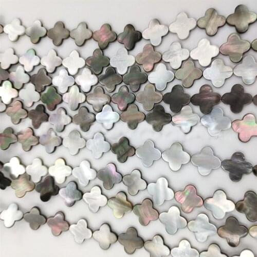 2PCS Black Shell material single piece four leaf flower 11MM chain DIY