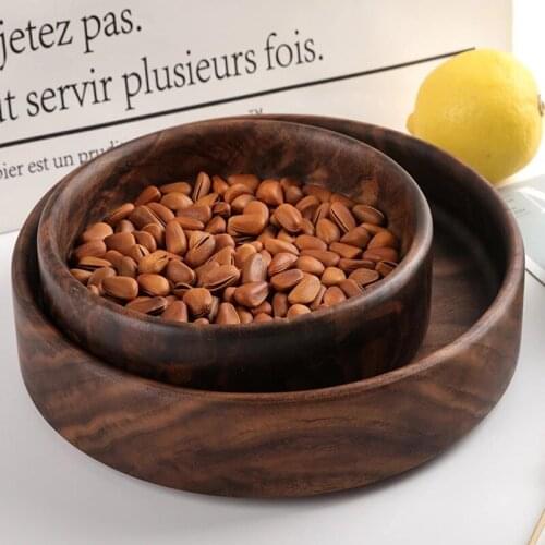 Black Walnut Wood Cake Pan Tea Coffee Wooden Food Fruit Plates Storage Trays