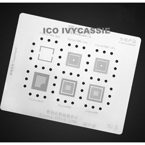 For Samsung Exynos 9820/980/7885 CPU RAM BGA Stencil Reballing IC Pins Tin Plant Net Amaoe Soldering Heating Template EU3 EU:3