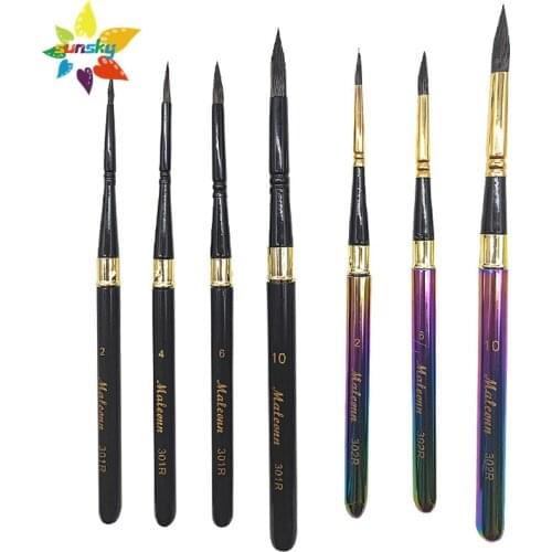 MALEONN Travel Portable watercolor brush Squirrel brush set Color splicing black Swan rod Round head professional hook line