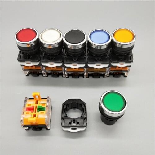 10pcs ON-OFF Momentary/Latching Push button switch 22mm 4 Screws Circular small size Flat round Panel Cutout LA38-11BN 11BNZS