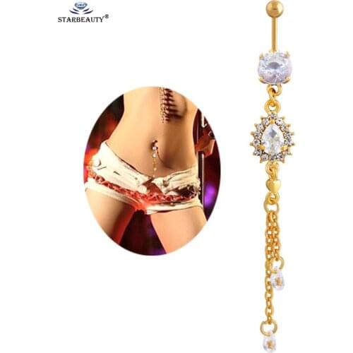 Water Drop Crystal Belly Ring Navel Piercing Nombril Belly Button Rings Heart Piercing Ombligo Navel Ring Sexy Party Piercings