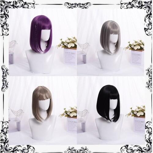 Beautiful short straight women Hair Cosplay Wig Synthetic wig Lolita Cosplay Hair Unique Fashion Girl Lolita Wig Cute Student