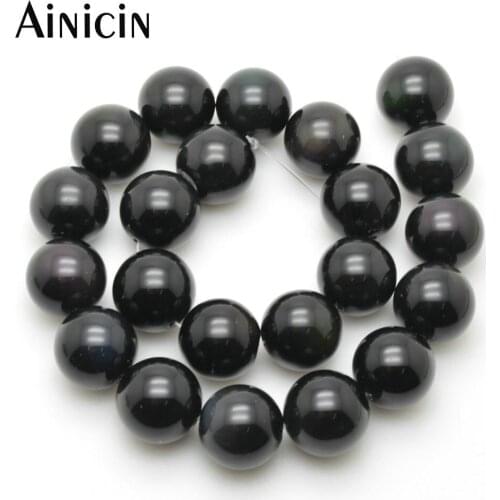 High Quality 18mm Natural Black Obsidian Round beads 16'' DIY Bracelet Making Jewelry Findings