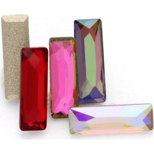 Finest Fancy Glass Rhinestone Cosmic Baguette Flatback Crystal Rhinestones Silver Plating Strass Decoration for Nails Art DIY