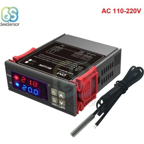 MH1220W AC 110-220V 10A Dual Display Digital Temperature Control Thermostat Regulator Controller -40~120C NTC Sensor Probe