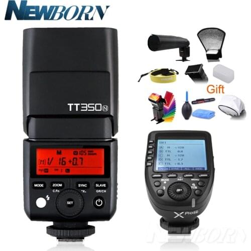 Godox TT350N Mini Speedlite Camera Flash + Xpro-N TTL 2.4G HSS 1/8000s Wireless Trigger Transmitter for Nikon DSL Camera+Gift