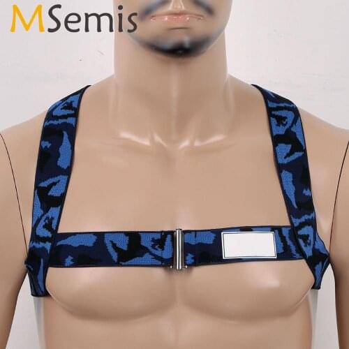 MSemis Mens Shoulder Chest Harness Belt Muscles Protector Straps Gay Club Wear Dance Costume Sexy Crop Top Sexy Gothic Lingerie