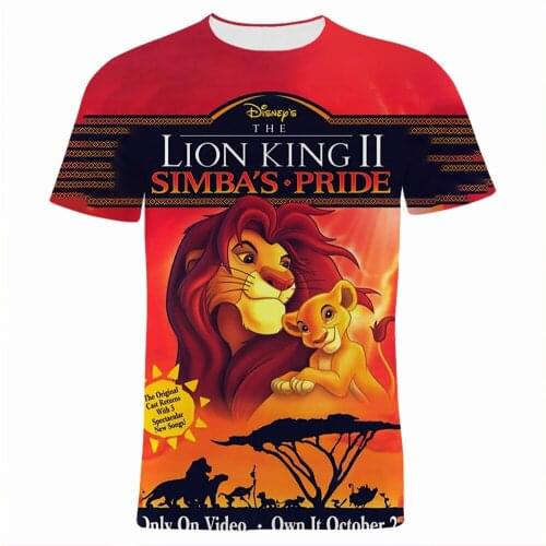 The Lion King Mens Clothes Summer Disney 3D Print Boy Girl Kids Tee Shirts Harajuku Cartoon Anime Women Oversize T-shirt