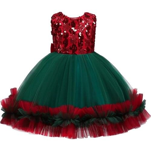 2021 New Christmas Dress for Girls Birthday Party Sequins Princess Tutu Dress Children Clothing Flower Girl Wedding Tulle Dress