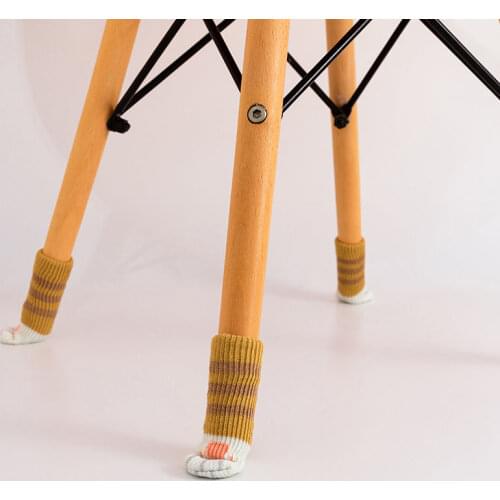 New 4Pcs Knitted Double Layered Chair Socks Elastic Furniture Socks Chair Leg Socks Floor Protector Reduce Noise Table Leg Pads