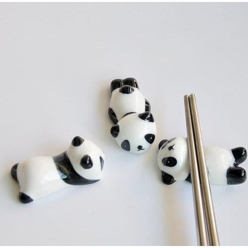 New Cute Cartoon Panda Ceramic Chopsticks Holder Chopsticks Holder Stand Practical Fashion Kitchen Tableware Free Shipping