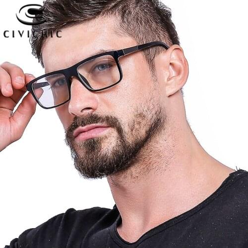 Chic TR90 Leisure Business Glasses Men Retro Rectangle Myopia Optical Eyeglasses Frame UV400 Lunette De Vue HD Clear Lens COG64
