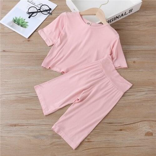 Baby Girls Pajama suit Summer Modal Soft Children Clothes Sets Boys Home wear suit sleeping wear setsT-shirts and shorts