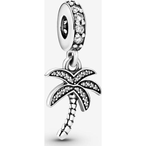 Fits for Pandora Charms Bracelets 925 Sterling Silver Sparkling Palm Tree Dangle Beads Women Girls Fine Jewelry Gift Wholesale