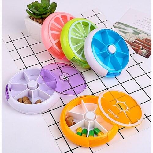 Portable Mini Pill Box 7 Compartments Pill Containers One Week Large Capacity Sealed Pill Organizer Cartoon Home Supplies