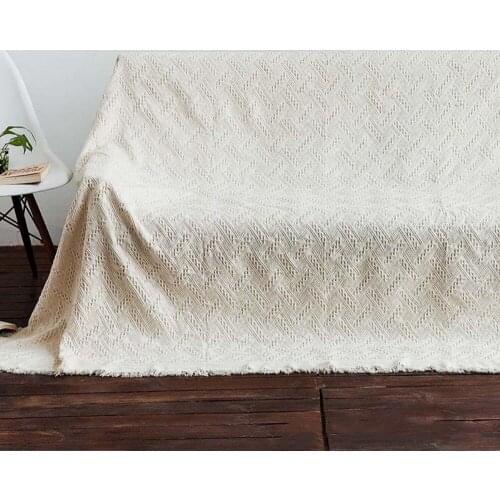 RAYUAN Nordic Style 100% Cotton Beige Crochet Thread Blanket Throw Grid Sofa Chair Cover Tapestry Bed Lid Carpets Towel