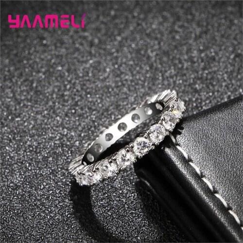 Simple Rings for Women Valentine Present Fashion CZ Crystal 925 Sterling Silver Cubic Zirconia Promise Wedding Proposal Jewelry