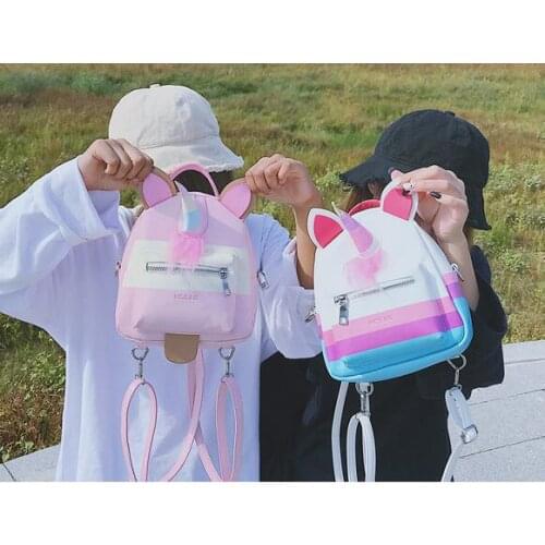 New Fashion Personality Contrast Color Inkjet Unicorn Backpack Creative Cartoon Color Matching Womens Small Shoulder Bag