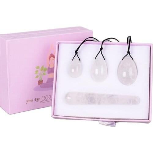 Crystal Egg Yoni Wand Gift Boxes Set Natural Rock Quartz Drill Massage Ball Kegel Exercise Pelvic Floor Muscle Vaginal Care Tool