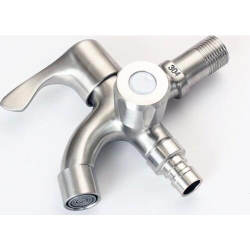 Stainless Steel Washing Machine Faucet 1in 2 out Multifunctional Water Tap Double Bibcock Outdoor Garden Washing Machine Mop Tap