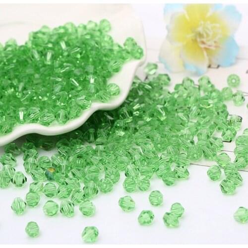 TianBo Wholesale 100pcs 4mm Light Green Bicone Crystal Beads For Jewelry Making Glass Spacer Beads Fit Diy Accessories