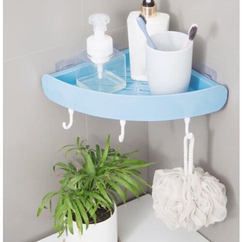 Triangular Kitchen Sink Drain Storage Rack Sponge Holder with Sticker Bathroom Support Corner Hanging Shelf Soap Box