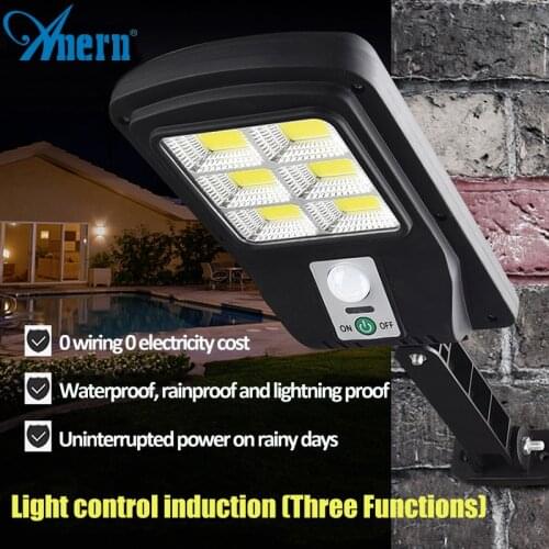 Solar Street Lights Outdoor Remote Control COB Solar Light Motion Sensor Smart Remote Control Lamp For Garden Patio Path Yard
