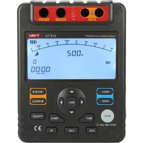 UNI-T UT512 2500V 100Gohm Digital Insulation Resistance Testers Meters Voltmeter Auto Range w/USB Interface Meters Megohmmeter