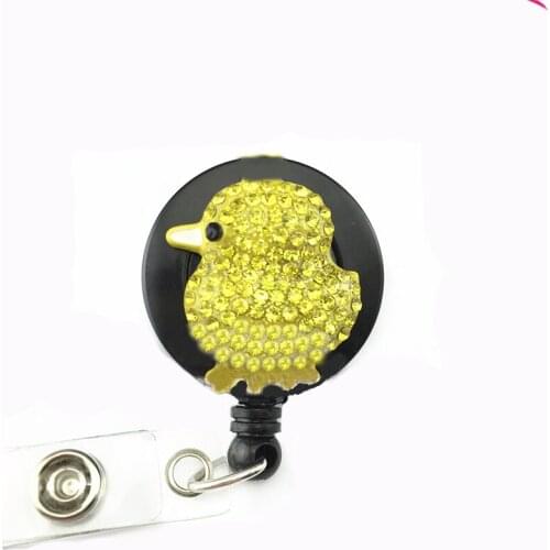 Easter Chick rhinestone Retractable ID Badge Holder / Nurses Badge Holder