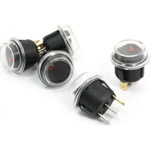 YOCOMYLY 5Pcs Red LED Lamp SPST 3Pin Soldering Waterproof Rocker Switches AC 250V 125V