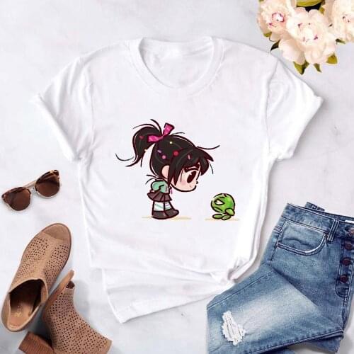 Harajuku Sugar Rush Queen Vanellope Funny T Shirt Women Ullzang Graphic Grunge Cute Fashion T-shirt Top Tees Female
