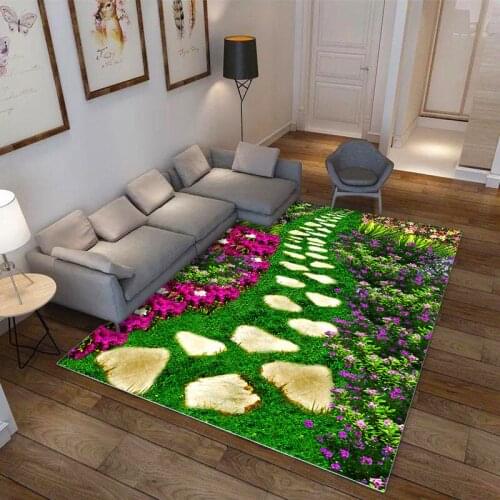 Green small fresh garden pattern floor mat door mat non-slip mat carpet bedroom home decoration