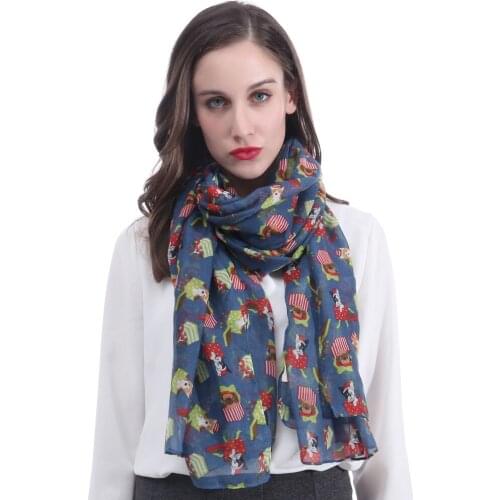 Dog Puppy Print Womens Large Scarf Shawl Wrap Soft Lightweight