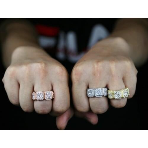 New design 5A White CZ Paved Square Baguette Finger Gold Silver Color Ring For Women Lady Females Wedding Ring Jewelry Gift