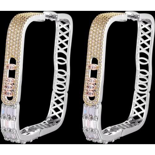 Zlxgirl Brand Metal mix plated copper Wedding Earring women gifts AAA Mirco Paved zircon bridal stud earring couple accessory