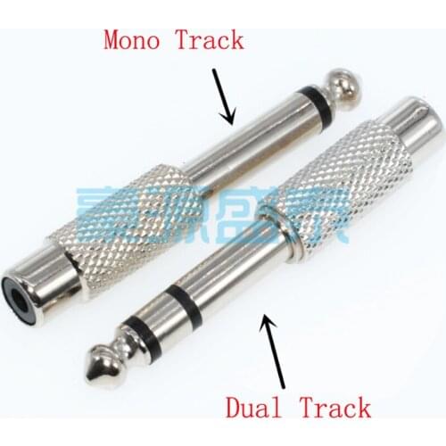 10PCS/Lot Mono/Dual Track 6.35mm Audio Male Plug To RCA Female Jack Connector Nickle-Plated