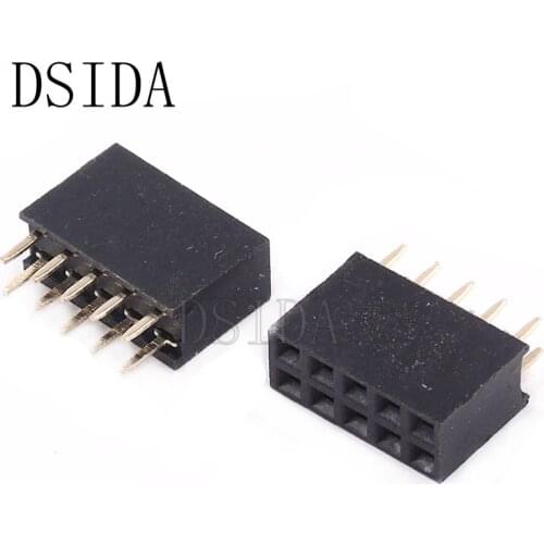 10PCS/Lot Female Pin Header Strip 5 Pin Pitch 2.54 mm Double Row Female Pin Header 2x5 2*5 PCB Connector