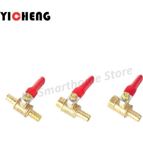 2Pcs 6mm-12mm inline brass Ball valve hose barb fitting,1/4'' 3/8''1/2''external thread/internal thread ball valve pipe fittings