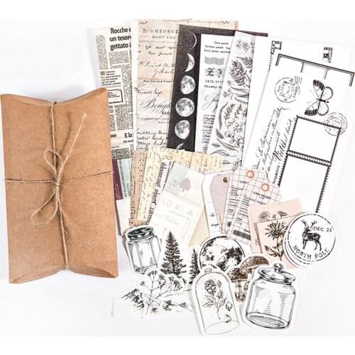30pcs/set Vintage Scrapbooking Diy Stickers Pack Decorative Retro Natural Collection Diary Journal Washi Paper Sticker 1pc