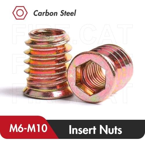 Firecat 5/15 Pcs Zinc Alloy Furniture Nuts M6 M8 M10 Hex Socket Drive Threaded Wood Inserts Nut Connector for Wood Furniture
