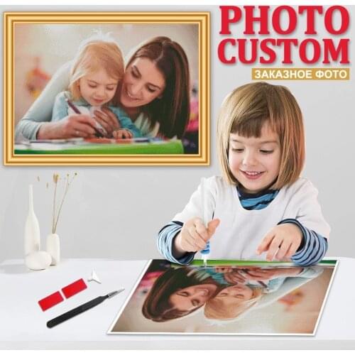 5D Diamond Painting Private Personal Custom Parents Children Lovers Picture Pet Photos Rhinestones Cross Stitch Home Decor Gift